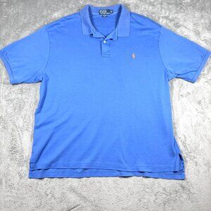 Ralph Lauren Polo Men's 2XB‎ Blue Orange Pony Embroidered Logo Preppy